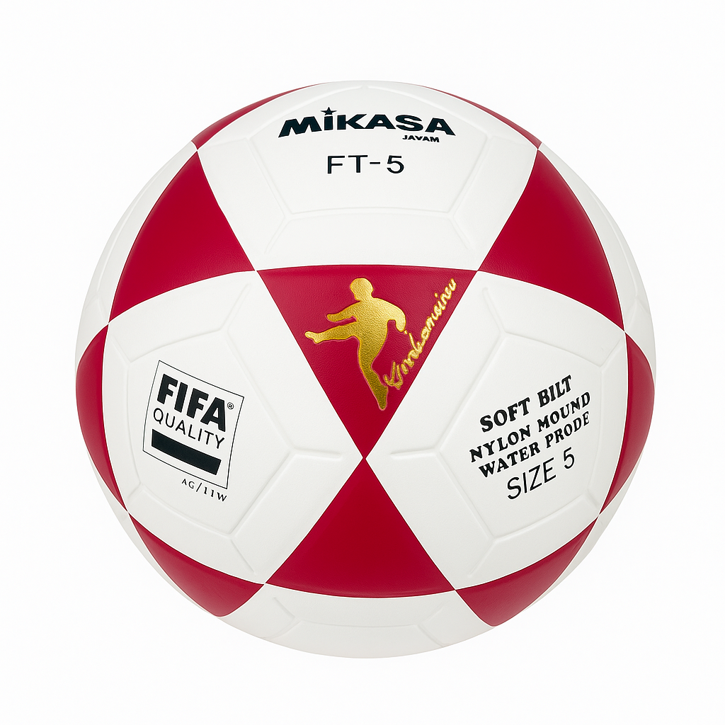 Balón Fútbol Mikasa FT-5 PU  Blanco x Rojo