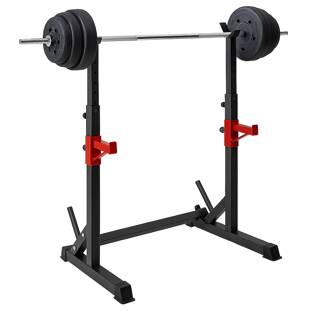 RACK DE SENTADILLA AJUSTABLE CON SOPORTE PARA DISCOS