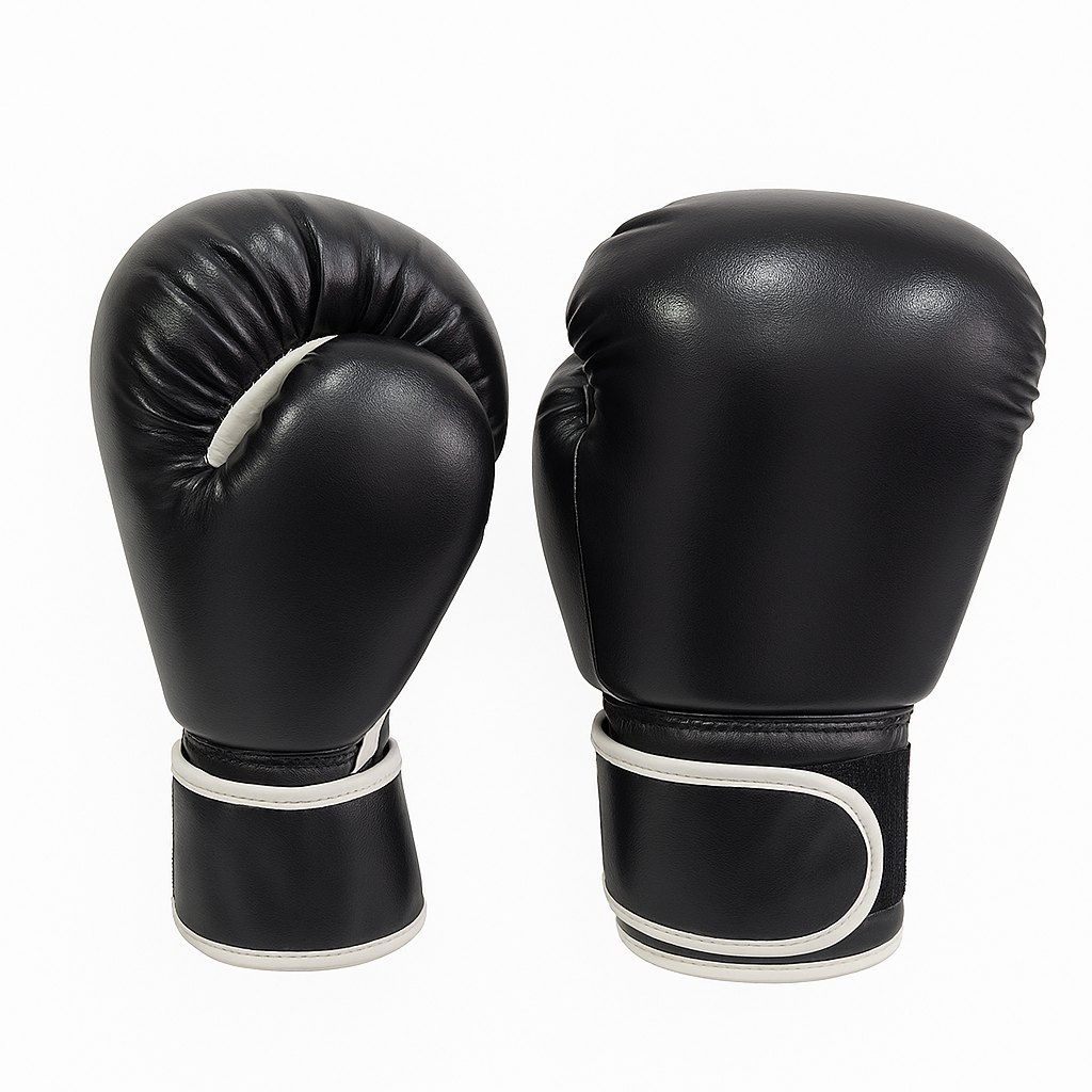 Guantes de Boxeo Cuero Sintético Velcro Negro – 10 oz