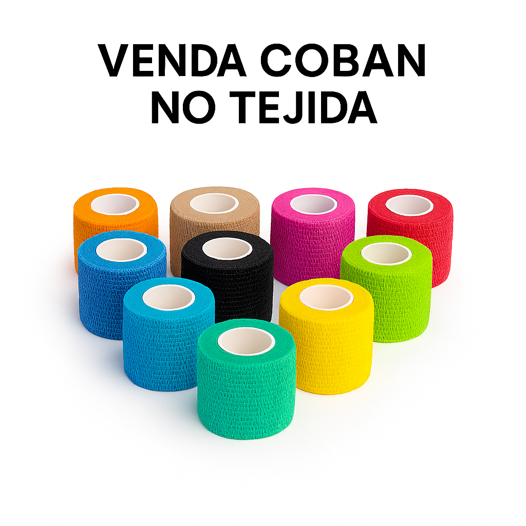 VENDA COBAN NO TEJIDA COLOR ROSADO-NEGRA-MORADO-TURQUEZA-CELESTE-VERDE-ROJO-NARANJA-CAFÉ-AZUL-AMARILLA