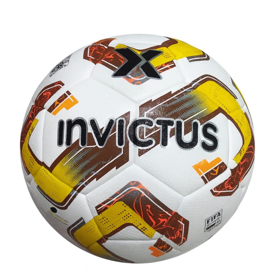 BALÓN FÚTBOL N4 TERMOSELLADO VOLT AZUL-ROJO/NEGRO-ORO - INVICTUS SPORT