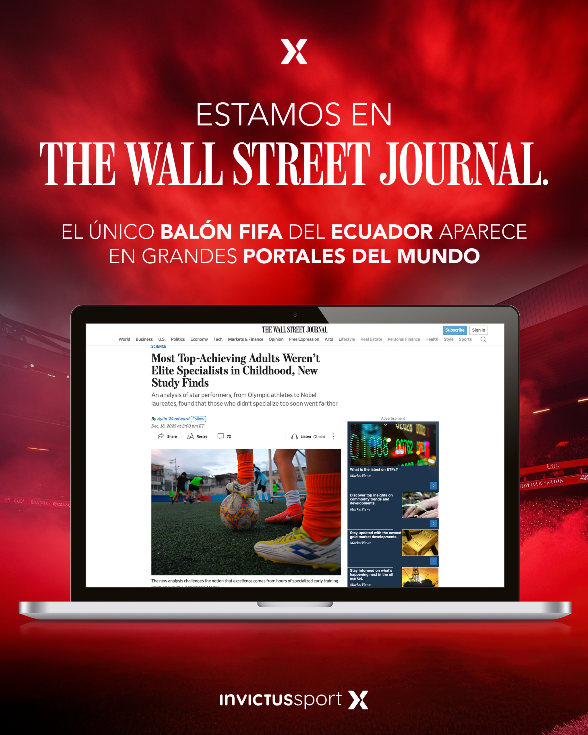 Un balón Invictus en The Wall Street Journal: cuando el fútbol entra en la conversación científica global