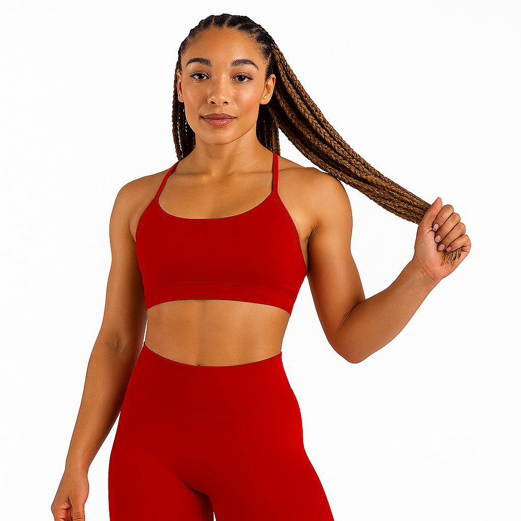 Sport Bra con Tirantes en forma de X  rojo